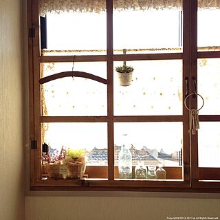 壁/天井/植物/手作り窓枠/セリアのインテリア実例 - 2014-01-11 23:14:33