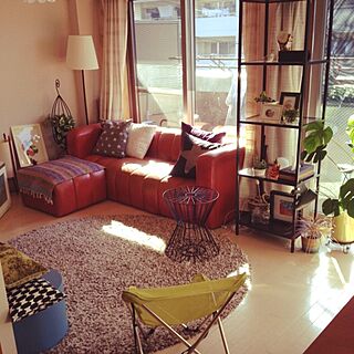 部屋全体/IKEA/フランフランのソファ/観葉植物/子供の絵を飾るのインテリア実例 - 2014-09-28 23:00:35