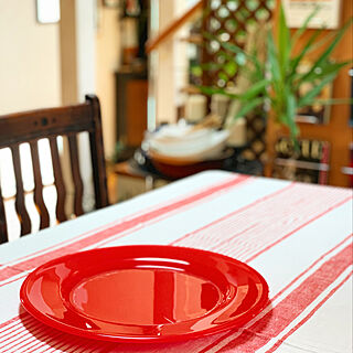 リネン/赤いテーブルクロス/38センチプレート/キッチンのインテリア実例 - 2021-06-09 09:10:20