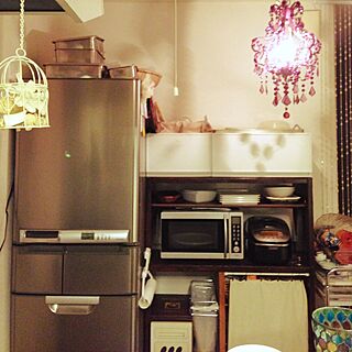 キッチン/ごちゃごちゃ/Purple/手作り棚/照明...などのインテリア実例 - 2015-05-20 00:30:39