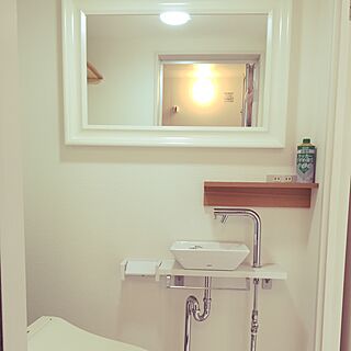 バス/トイレ/TOTO手洗器/IKEAの鏡/無印良品 壁に付けられる家具/仕事のインテリア実例 - 2015-06-29 17:54:12