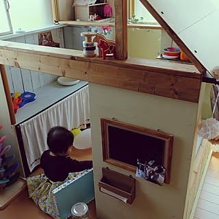 ベッド周り/ベッド周りではありません/小屋風/カラーボックスリメイク/ままごとキッチンDIY...などのインテリア実例 - 2015-05-29 12:52:13