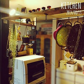キッチン/夜/DIY/SPF材/カゴ...などのインテリア実例 - 2014-08-13 23:46:36