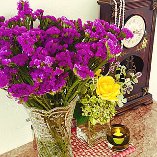 お花農家さん/紫のお花たくさん頂きました✨✨/庭の花を集めて/紫陽花もグリーンに/花...などのインテリア実例 - 2021-10-21 15:23:35