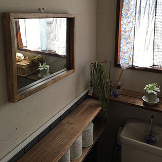バス/トイレ/棚DIY/観葉植物/トイレに鏡のインテリア実例 - 2018-05-14 09:00:24