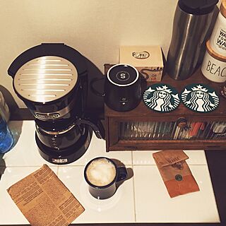 Starbucks /coffee time/一人暮らし/coffee/デロンギコーヒーメーカーのインテリア実例 - 2015-12-26 22:36:01