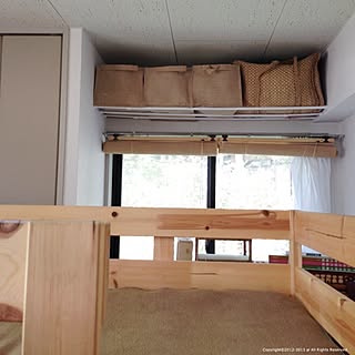 部屋全体/子供部屋/こども部屋/二段ベッド/突っ張り棒で収納...などのインテリア実例 - 2014-01-08 10:30:39