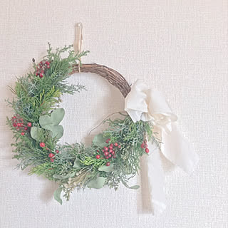 壁/天井/生花/ハンドメイド/クリスマスリース/リース...などのインテリア実例 - 2018-12-14 23:38:53