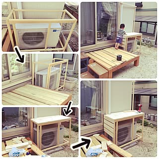 ウッドデッキ/ウッドデッキDIY/室外機カバー/室外機カバー製作中/室外機カバーDIY...などのインテリア実例 - 2017-06-20 20:41:47