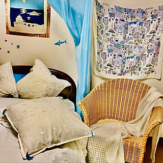 ホワイト×ブルー/プリンセス/Sealy Bed/ベッドカバー/IKEA...などのインテリア実例 - 2021-03-09 06:32:28