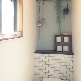 バス/トイレ/壁紙DIY/壁紙屋本舗さん/DIY/すのこ棚...などのインテリア実例 - 2016-04-17 10:01:17