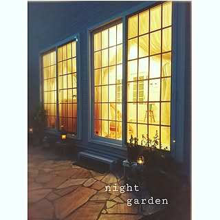 夜のテラス/石張りのテラス/格子窓/nightgarden/今日も１日お疲れ様でした✨...などのインテリア実例 - 2016-08-10 21:53:15