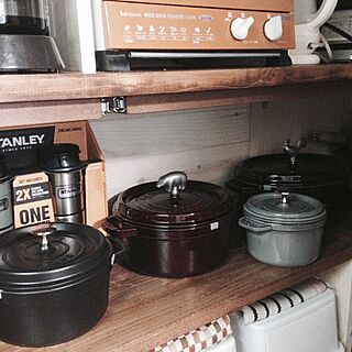 棚/STAUB/食器棚 DIY/L字の食器棚/鋳物ホーロー鍋...などのインテリア実例 - 2015-02-26 10:40:51