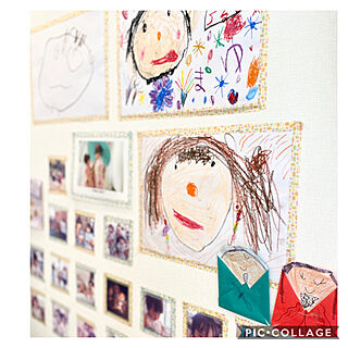 リビングの壁/リビング/マスキングテープ/子供の写真を飾る/子供の絵を飾る...などのインテリア実例 - 2020-04-23 13:12:55