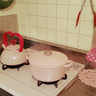 キッチン/ピンク/ピンク♡/ル・クルーゼのインテリア実例 - 2016-03-08 18:29:18