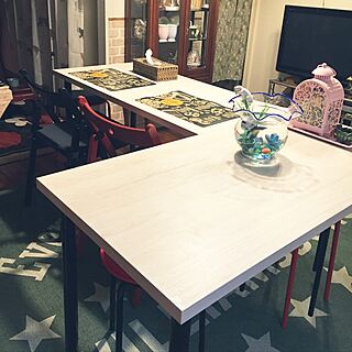キッチン/IKEAのダイニングテーブル/ニトリのラグ/IKEAランタン/IKEAの椅子...などのインテリア実例 - 2017-02-04 07:26:37