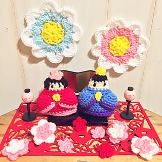 机/お雛様♡毛糸編み/ひな祭り/ハンドメイド作品/編み物クラブ☆...などのインテリア実例 - 2017-02-28 21:44:34