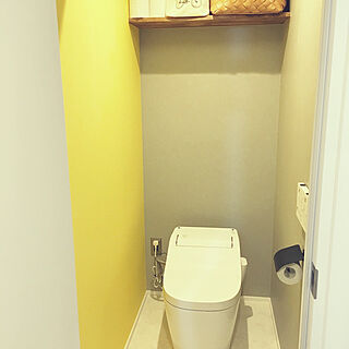 バス/トイレ/#黄色い壁/#アラウーノ/#アクセントクロス/#黄色...などのインテリア実例 - 2018-01-11 00:44:08