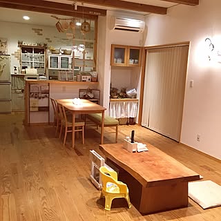 部屋全体/作業台/カウンターキッチン/一枚板テーブル/ナチュラルが好き...などのインテリア実例 - 2016-08-05 07:41:42