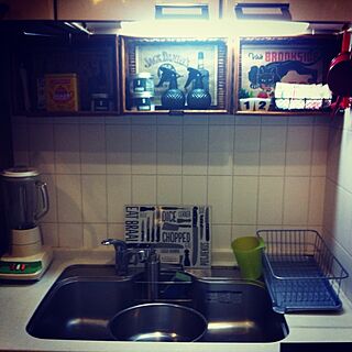 キッチン/元々、白を基調とした部屋だそう。/男前/洗い桶も祖父からの物。/Ｋ×Ｋ...などのインテリア実例 - 2014-05-25 17:15:09
