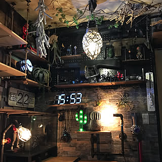 配管照明DIYのインテリア・手作りの実例 | RoomClip(ルームクリップ)