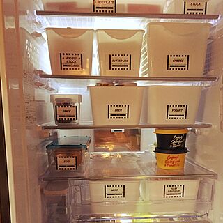 キッチン/冷蔵庫の中/ダイソー/ラベルシール手作り/60幅のSHARP冷蔵庫のインテリア実例 - 2017-02-08 21:16:48