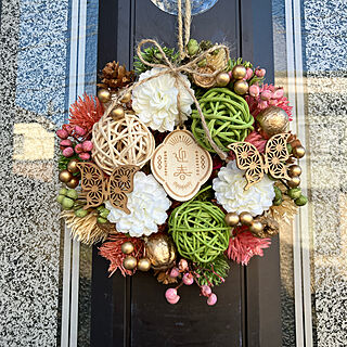 玄関/入り口/ほっこり♡/Natural Wreath/お正月リース/お正月インテリアのインテリア実例 - 2023-12-29 14:28:07