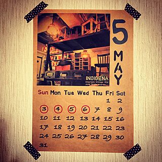 壁/天井/セリアのクラフト紙/手作りカレンダー/カレンダー作ってみたのインテリア実例 - 2015-05-07 22:12:53