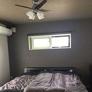 ベッド周り/寝室/アクセントクロス/シーリングファンライト/寝室の照明のインテリア実例 - 2017-07-05 12:05:33