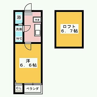 部屋全体/間取り図/ロフト/1Kのインテリア実例 - 2013-11-19 12:43:29