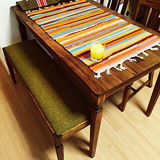 机/ダイニングテーブル/片側ベンチ/ソファーの色味と同じ/やっぱり食事はダイニングテーブルが◎のインテリア実例 - 2014-12-22 06:00:56