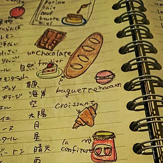 机/可愛いフランス語のブログを観ながら/落書き/お腹すいたな/インテリアじゃなくごめんなさいのインテリア実例 - 2015-02-23 02:40:24