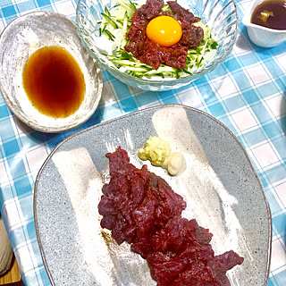 ダーリンのお夕飯/令和元年 初馬刺し/お夕飯/馬刺しのユッケ/馬刺し...などのインテリア実例 - 2019-05-02 21:53:02