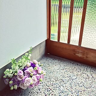 玄関/入り口/洗い出し/ガラス戸/日替わり投稿企画!木曜日/植物...などのインテリア実例 - 2017-05-11 17:45:47