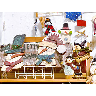snowman/スノーマン色々/木製雑貨/レトロ雑貨/クリスマス...などのインテリア実例 - 2021-12-21 21:37:23