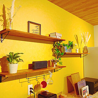 黄色い壁/DIY/ハンドメイド/フェイクグリーン/キッチンのインテリア実例 - 2022-09-19 00:14:24