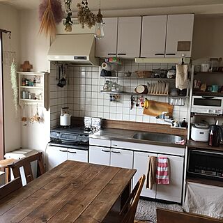 キッチン/吊り棚/ドライフラワーのある暮らし/賃貸のインテリア実例 - 2017-04-14 09:31:52