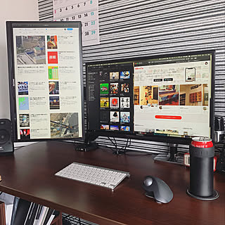 PCデスク周り/デュアルモニター/デュアルディスプレイ/一人暮らし/PCデスク...などのインテリア実例 - 2019-06-16 22:19:11
