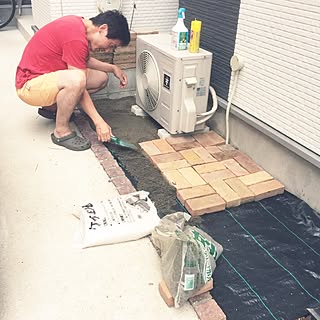 玄関/入り口/今日は生まれ初めて一緒にDIY/旦那は初体験/旦那さんDIY/旦那に取られた...などのインテリア実例 - 2016-08-11 20:43:43