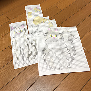 我が家の３にゃんを図案化しました！/クロスステッチ刺繍/部屋全体ではないですが…/部屋全体のインテリア実例 - 2019-06-30 22:42:20