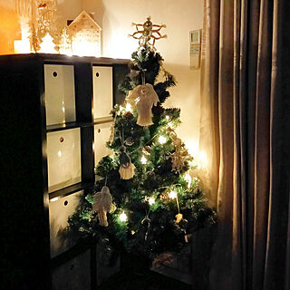 部屋全体/夜を楽しむインテリア/クリスマス/クリスマスツリー150cm/ライトアップ...などのインテリア実例 - 2021-11-30 20:51:40