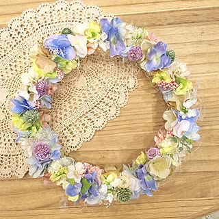 ダイソー あじさいリースの商品を使ったおしゃれなインテリア実例 Roomclip ルームクリップ