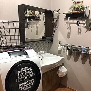 無印良品 壁に付けられる家具/ニトリの洗濯カゴ/IKEAの鏡/バス/トイレのインテリア実例 - 2021-05-07 18:05:17