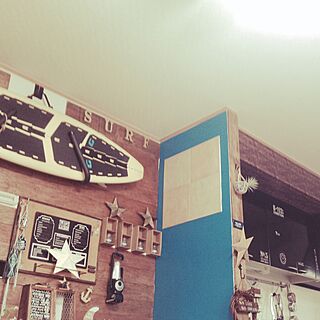 リビング/画用紙バーンスター☆/壁空色❤️/サーフボード/板壁DIY...などのインテリア実例 - 2016-07-03 17:35:58