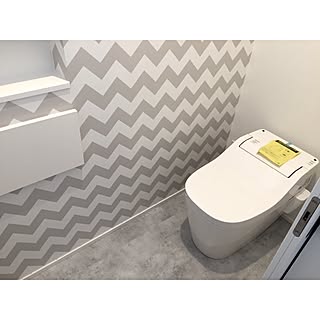 バス/トイレ/フロアタイル/トイレインテリア/トイレニッチ/シェブロン柄...などのインテリア実例 - 2016-10-16 20:56:54