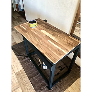 机 テーブル カウンター 幅200cm アカシア集成材 無塗装（My DIY