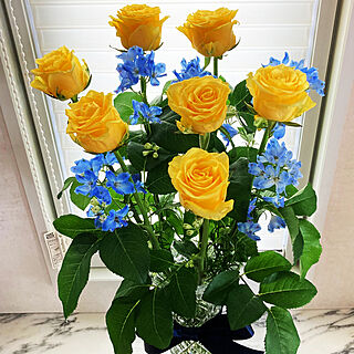 今日は父の日/バラ/デルフィニウム/黄色の薔薇/お嫁ちゃんからの花束...などのインテリア実例 - 2020-06-21 15:34:48