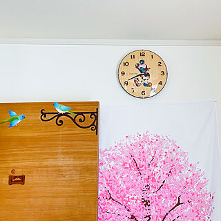 DAISO桜タペストリー/時計/壁/天井のインテリア実例 - 2023-03-11 11:03:12