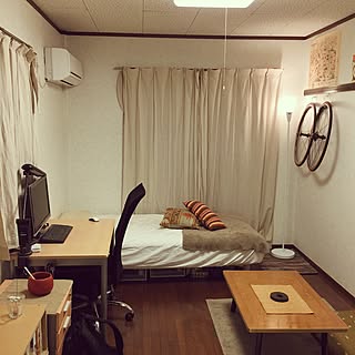 部屋全体/1R/賃貸/一人暮らし/夜の部屋のインテリア実例 - 2015-04-16 21:52:31