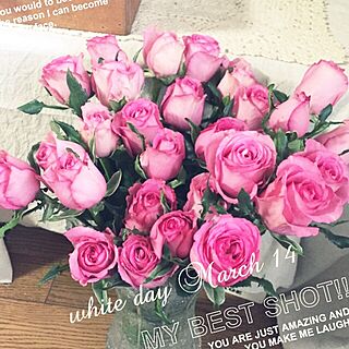 部屋全体/ホワイトデー/ピンクの薔薇/花のある暮らし/ＲＣの出会いに感謝♡...などのインテリア実例 - 2017-03-14 17:28:05